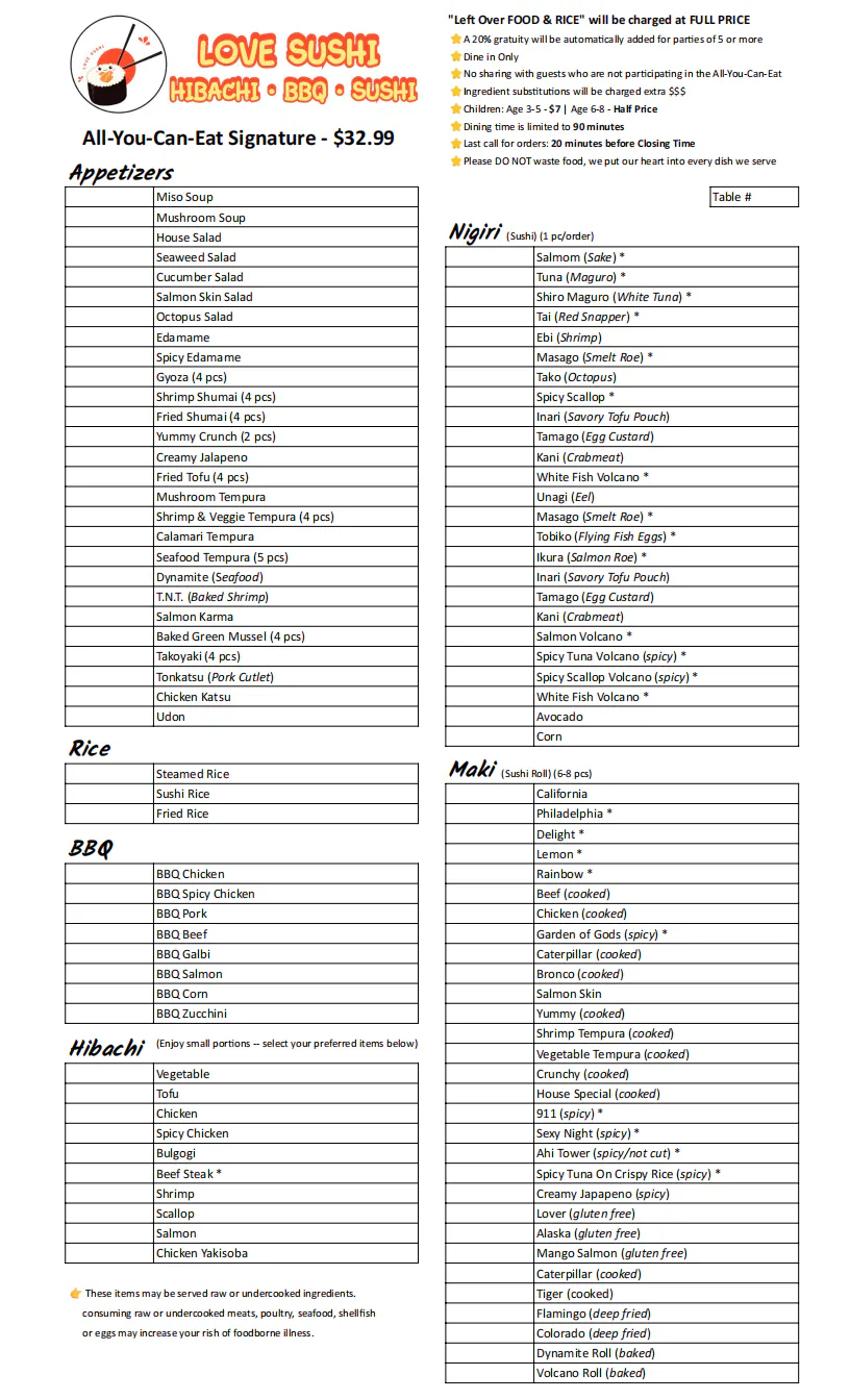 Restaurant Signature menu 1, detailed description provided below